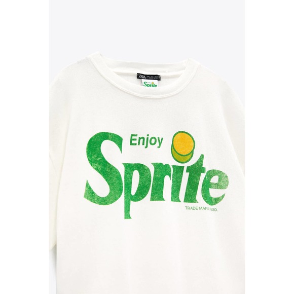 NWT Zara Enjoy Sprite Graphic T-shirt White Green Top Women's Size Small H11827 - Picture 13 of 14